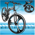 Micozy 26 inch Mountain Bike Mountain Bike Folding Bike Folding Bikes for Adults Foldable Bike Full Suspension Mountain Bike Unisex, 21 Speed 3 Spoke Magnesium Wheels, Fits 5'3''-6'1'', US in Stock