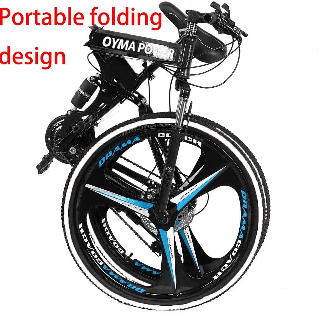 Micozy Mountain Bike 26 inch Mountain Bike Folding Bike Folding Bikes for Adults Foldable Bike Full Suspension Mountain Bike Unisex, 21 Speed 3 Spoke Magnesium Wheels, Fits 5'3''-6'1'', US in Stock