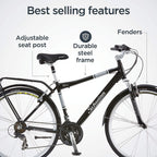 Schwinn Discover Hybrid Bike for Men and Women, 21-Speed, 28-Inch Wheels, Multiple Colors