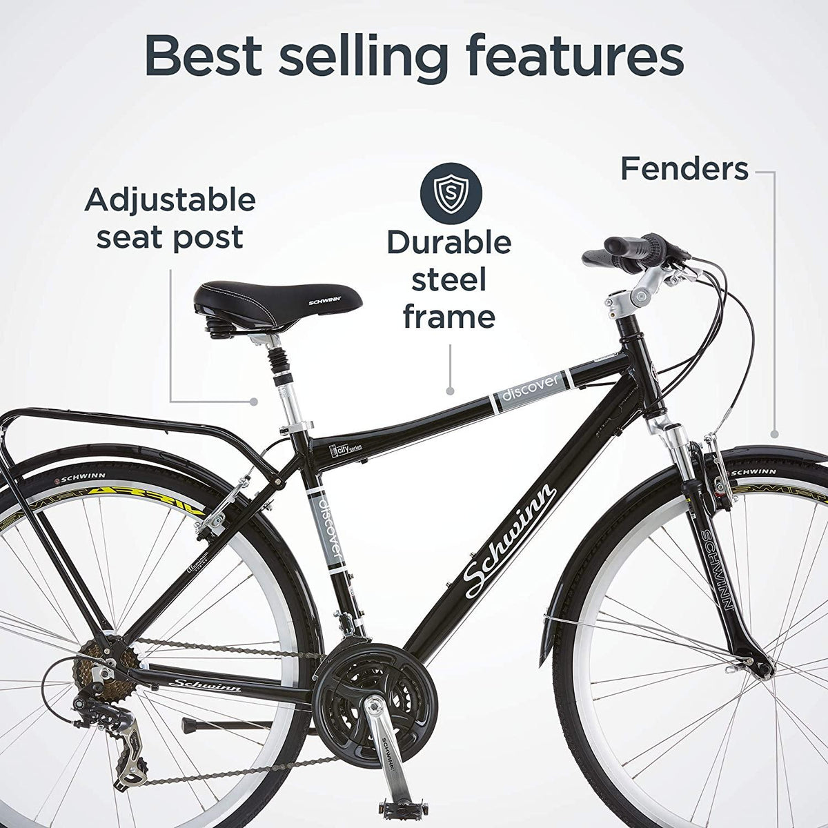 Schwinn Discover Hybrid Bike for Men and Women, 21-Speed, 28-Inch Wheels, Multiple Colors