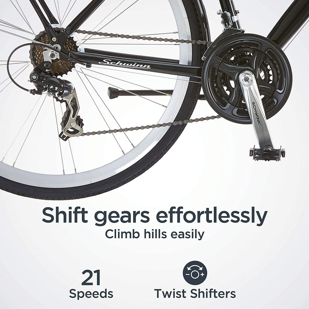 Schwinn Discover Hybrid Bike for Men and Women, 21-Speed, 28-Inch Wheels, Multiple Colors