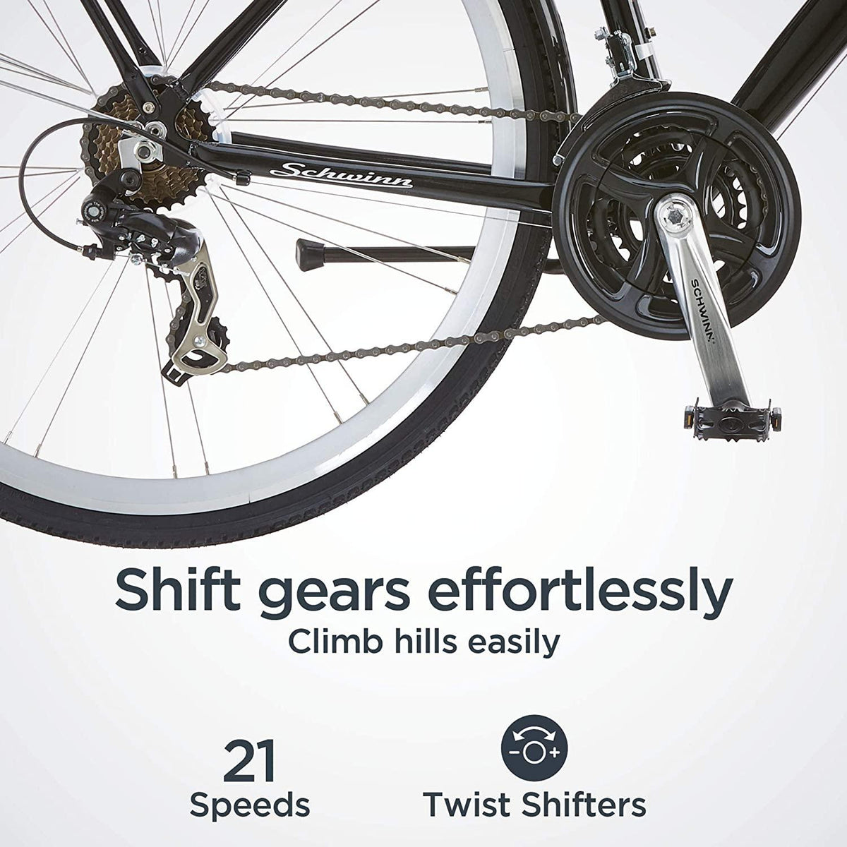 Schwinn Discover Hybrid Bike for Men and Women, 21-Speed, 28-Inch Wheels, Multiple Colors