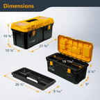 22-Inch Tool Box with Trays - Lockable, Metal Latch, Organizer, Portable Storafor Tools, Small or Mid-Sized Parts (72363)