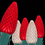OptiCore 49 ft. 50-Light LED Red and Warm White Faceted C9 String Light Set