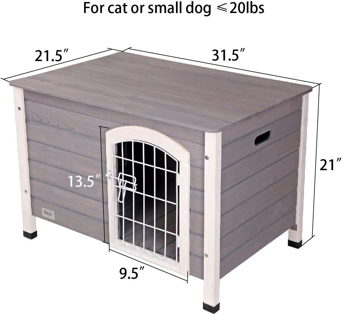 Petsfit Indoor Wooden Dog House with Wire Door for Small Dog