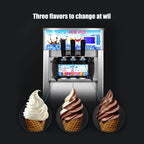 3 Flavor Soft Ice Cream Machine Commercial Soft Serve Ice Cream Maker Sorbet Frozen Yogurt Gelato LED Display Desktop Type 1200W 110V