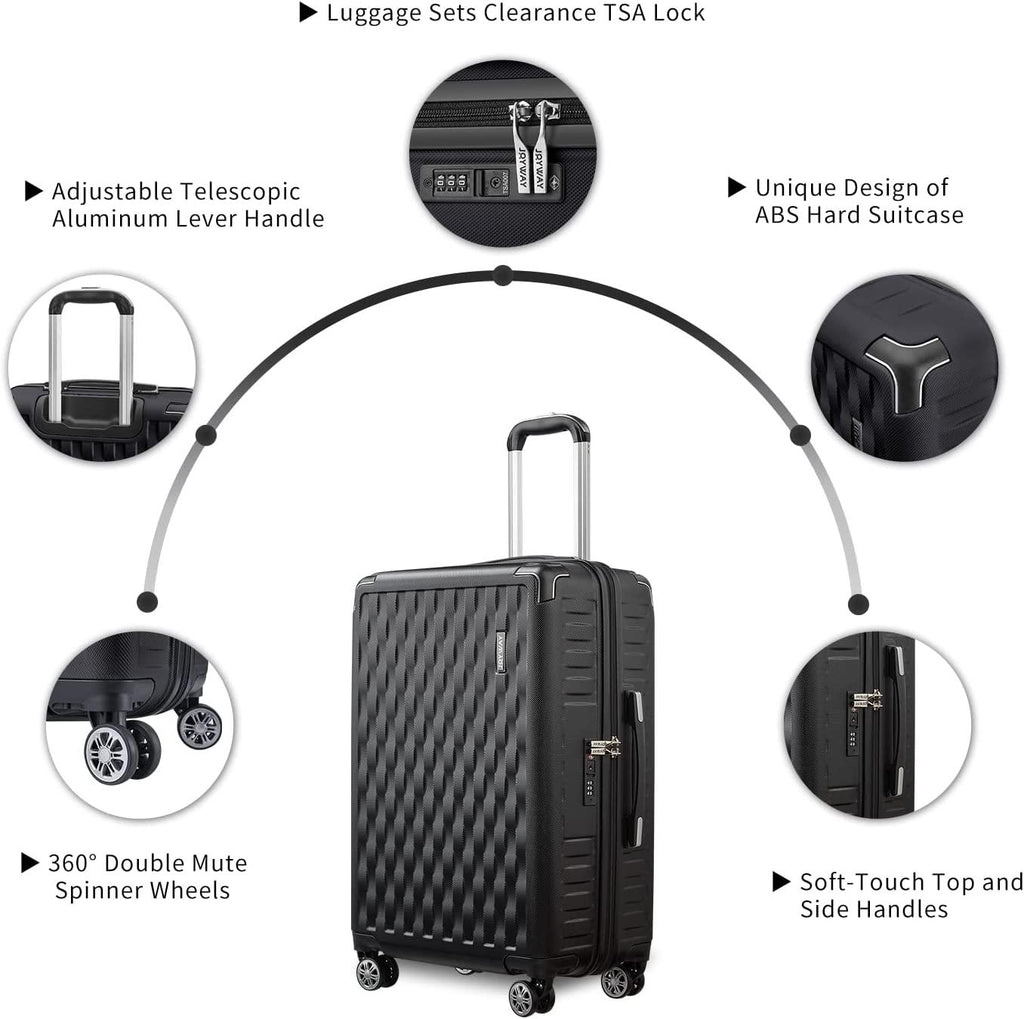Luggage 10 Piece Sets Clearance,Large Suitcase Set Spinner Wheels with TSA Locks,Hard Shell Luggage Sets for Women Travel Suitcase (10Pcs Black)