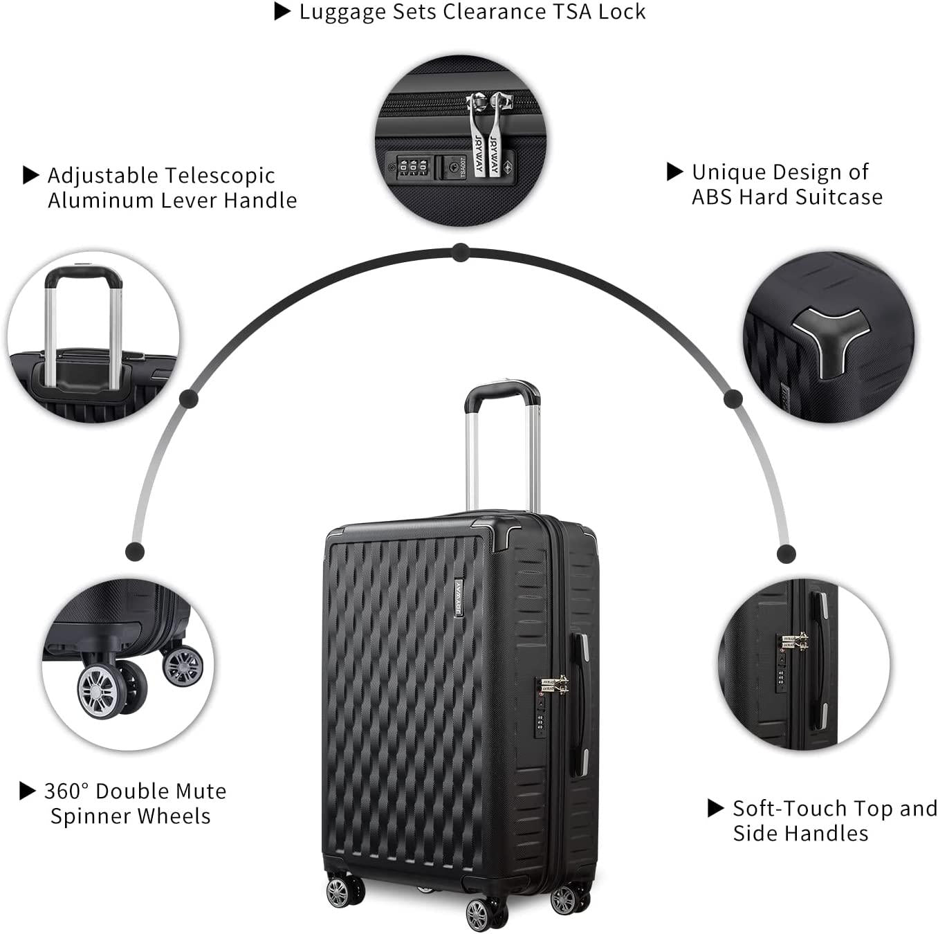 Luggage 10 Piece Sets Clearance,Large Suitcase Set Spinner Wheels with TSA Locks,Hard Shell Luggage Sets for Women Travel Suitcase (10Pcs Black)