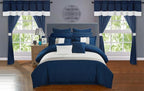 Chic Home Arisa 24-Piece Geometric Comforter Set, King, Navy