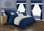 Chic Home Arisa 24-Piece Geometric Comforter Set, King, Navy