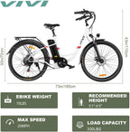 VIVI Electric Bike 350W Adult Electric Bicycle 26" Electric Cruiser Bike/Electric City Bike with Removable 8Ah Lithium-Ion Battery,  7 Speed