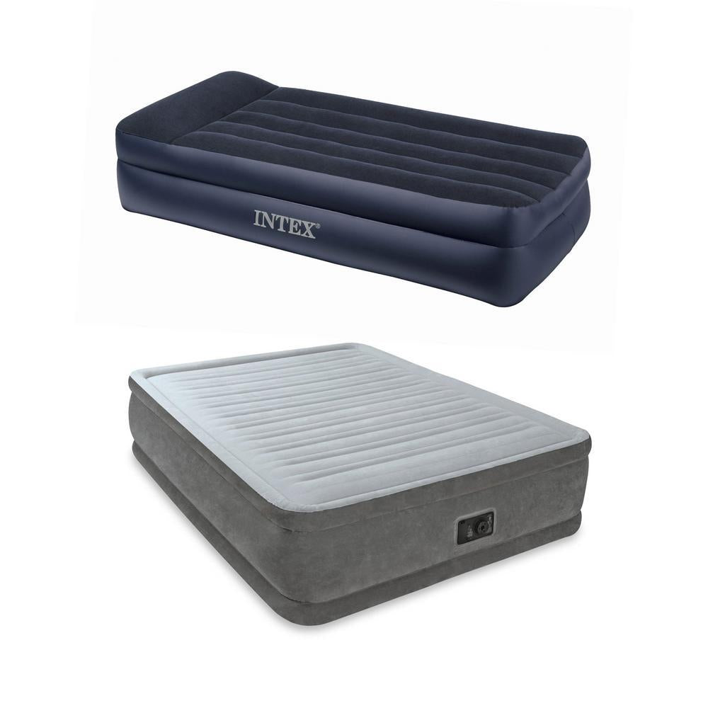 Queen Comfort Plush Airbed + Pillow Rest Twin Airbed with -In Pump