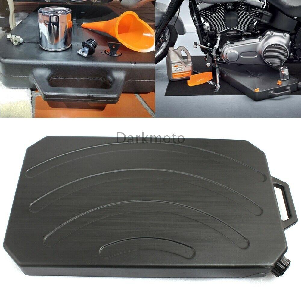 Black Collecting Tank Low Profile Oil Drain Pan Spout For HeritaClassic FLHC