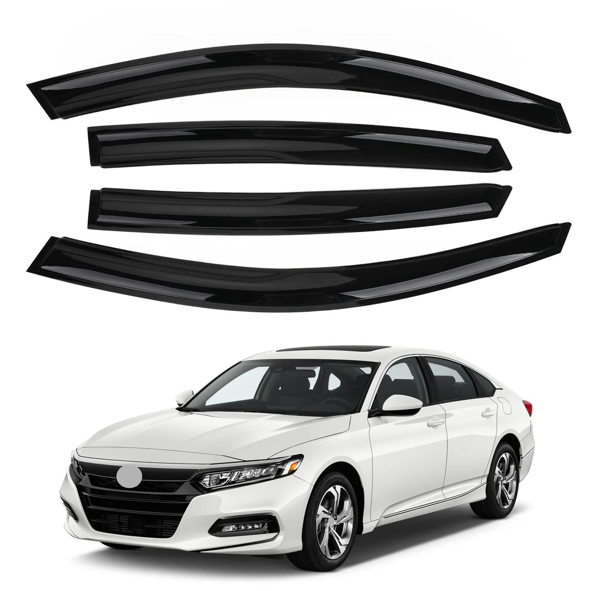 2018+ Honda Accord 4pcs Side Window Vent Visor Sun Rain Deflector Guard Generic