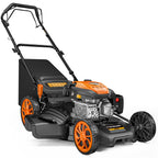 21" Self-Propelled Gas Lawn Mower, 170CC Engine, 3-in-1 Mulching, Bagging &amp; Side Discharge, 7-Position Height Adjustment for LarYards