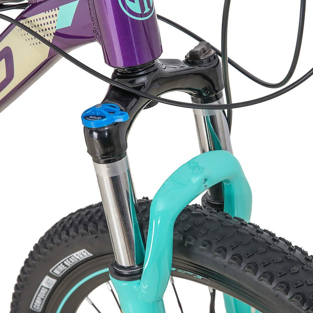 Hiland 26/27.5 Inch Mountain Bike Aluminum Frame 24 Speed Dual Disc with Lock-Out Suspension Fork for Woman