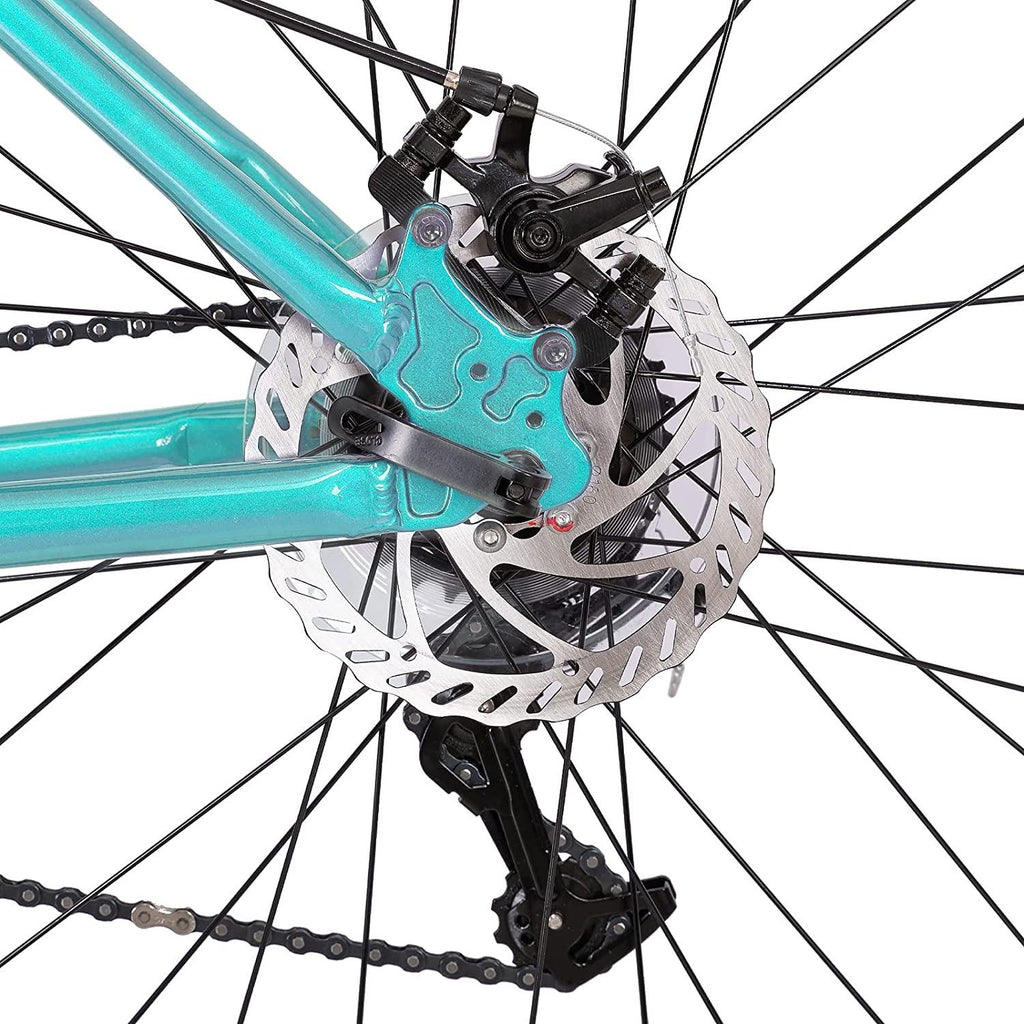 Hiland 26/27.5 Inch Mountain Bike Aluminum Frame 24 Speed Dual Disc with Lock-Out Suspension Fork for Woman