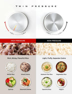 Twin Pressure Rice Cooker 6-Cup Uncooked / 12-Cup Cooked with Induction Heating Technology, 19 Menu Modes with Voice Guide, Full  Steel Inner Pot, White (CRP-LHTAR0609FW)