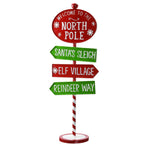 36" Red and Green North Pole Candy Striped Signpost Christmas Decor