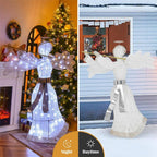 59 in. White Pre-Lit Angel Christmas Decoration Artificial Christmas Decor with 100 LED Lights
