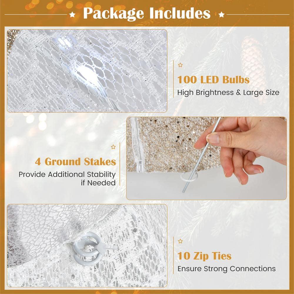 59 in. White Pre-Lit Angel Christmas Decoration Artificial Christmas Decor with 100 LED Lights