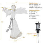 59 in. White Pre-Lit Angel Christmas Decoration Artificial Christmas Decor with 100 LED Lights