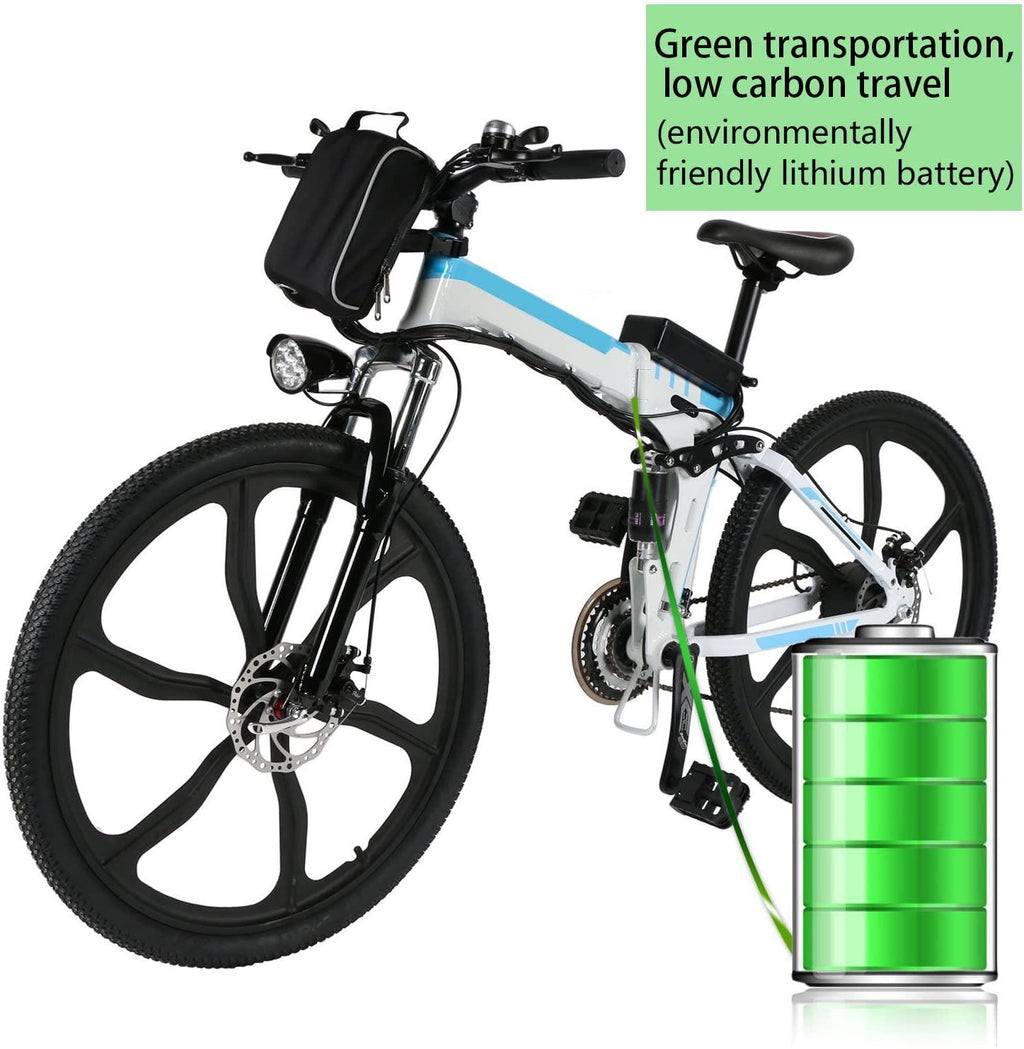 Angotrade 26 inch Folding Electric Bike Mountain E-Bike 21 Speed 36V 8A Lithium Battery Electric Bicycle for Adult Teen