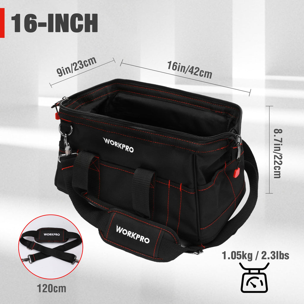 16-inch Close Top Wide Mouth Tool StoraBag with Water Proof Rubber Base, W081022A, 16"