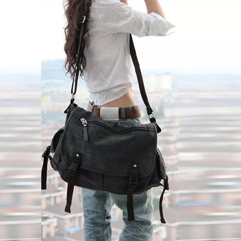 Large Vintage Canvas Messenger Bag