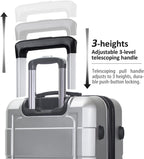 Luggage 3 Piece Set Carry on Suitcase PC+ABS Spinner Built-in TSA Lock, Silver, (20/24/28)