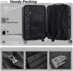 Luggage 3 Piece Set Carry on Suitcase PC+ABS Spinner Built-in TSA Lock, Silver, (20/24/28)
