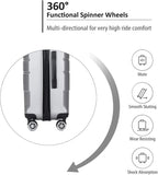 Luggage 3 Piece Set Carry on Suitcase PC+ABS Spinner Built-in TSA Lock, Silver, (20/24/28)