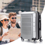 Luggage 3 Piece Set Carry on Suitcase PC+ABS Spinner Built-in TSA Lock, Silver, (20/24/28)