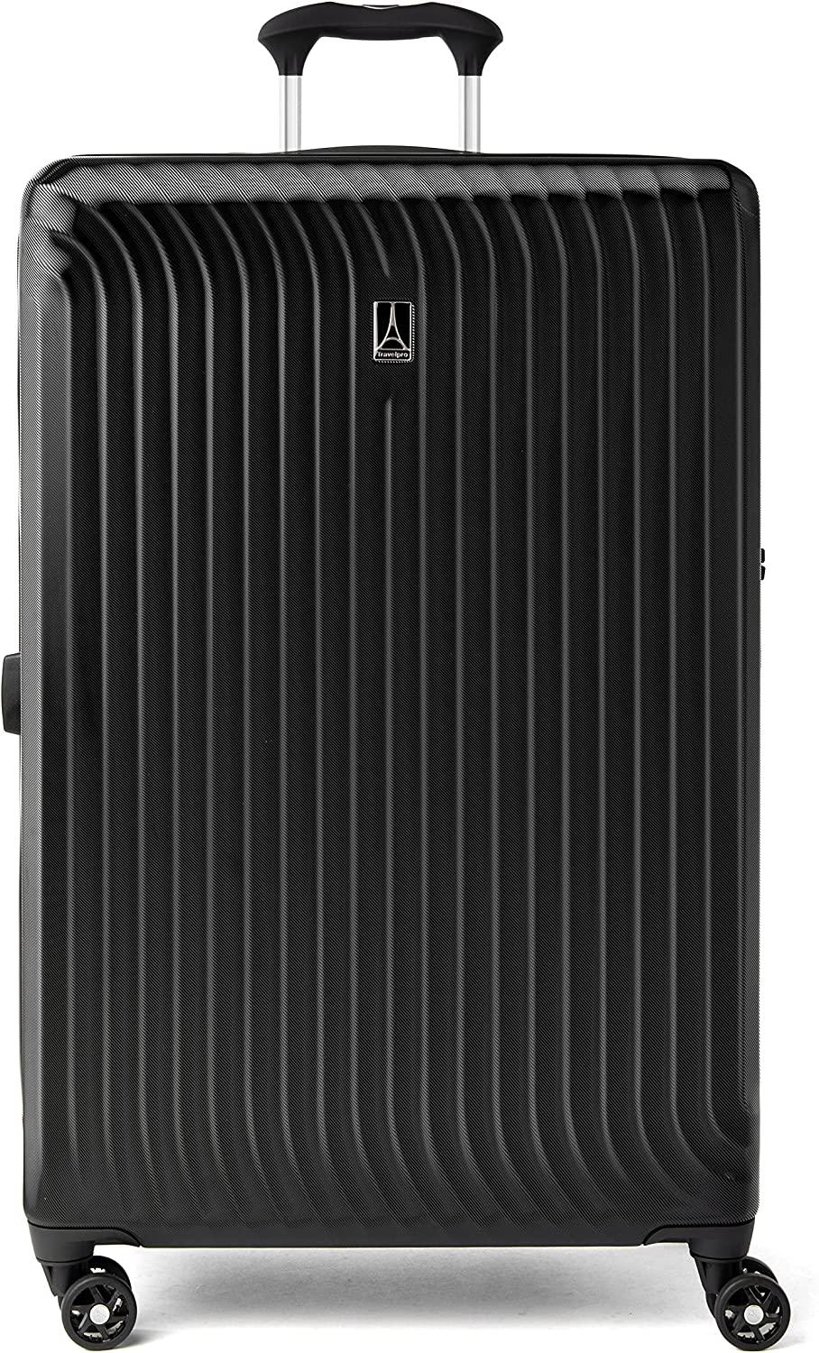 Maxlite Air Hardside Expandable Luggage, 8 Spinner Wheels, Lightweight Hard Shell Polycarbonate, Black, Checked-Large 29-Inch