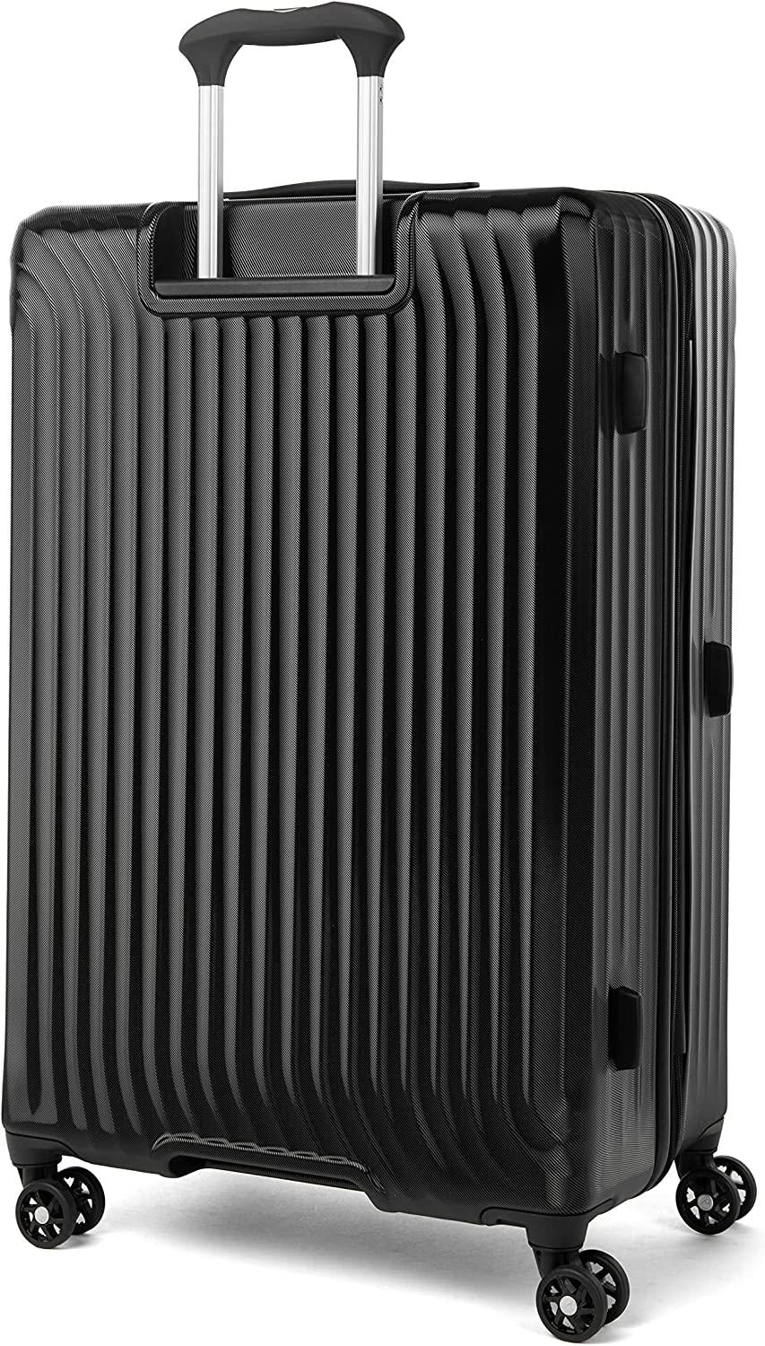Maxlite Air Hardside Expandable Luggage, 8 Spinner Wheels, Lightweight Hard Shell Polycarbonate, Black, Checked-Large 29-Inch