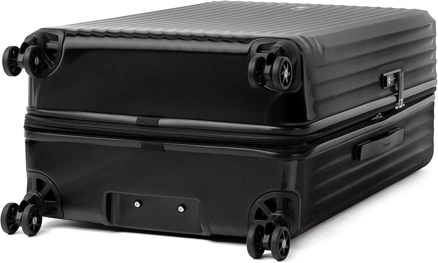 Maxlite Air Hardside Expandable Luggage, 8 Spinner Wheels, Lightweight Hard Shell Polycarbonate, Black, Checked-Large 29-Inch