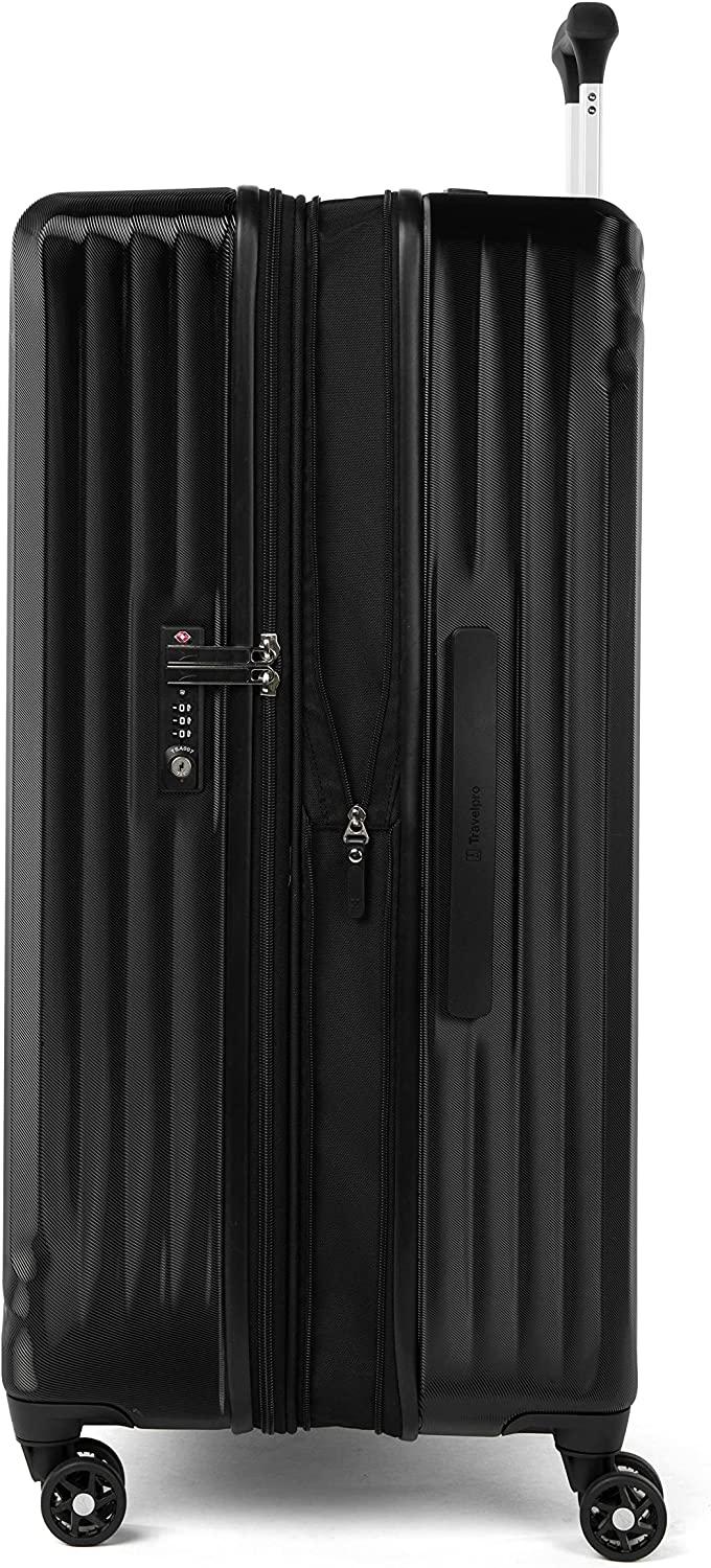 Maxlite Air Hardside Expandable Luggage, 8 Spinner Wheels, Lightweight Hard Shell Polycarbonate, Black, Checked-Large 29-Inch