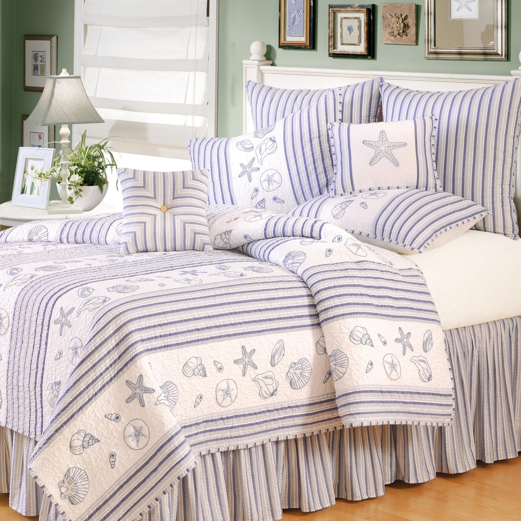 C&amp;F Home Seaside Shells Nautical Coastal Twin Quilt Cotton Lightweight Machine Washable Reversible Bedspread Coverlet
