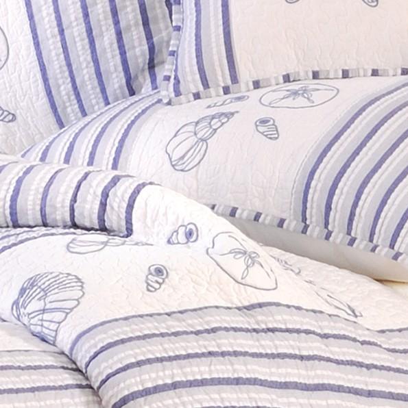 C&amp;F Home Seaside Shells Nautical Coastal Twin Quilt Cotton Lightweight Machine Washable Reversible Bedspread Coverlet