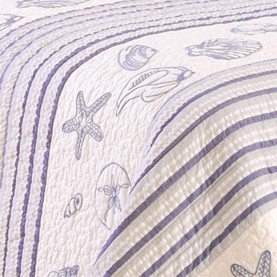 C&amp;F Home Seaside Shells Nautical Coastal Twin Quilt Cotton Lightweight Machine Washable Reversible Bedspread Coverlet