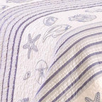 C&amp;F Home Seaside Shells Nautical Coastal Twin Quilt Cotton Lightweight Machine Washable Reversible Bedspread Coverlet