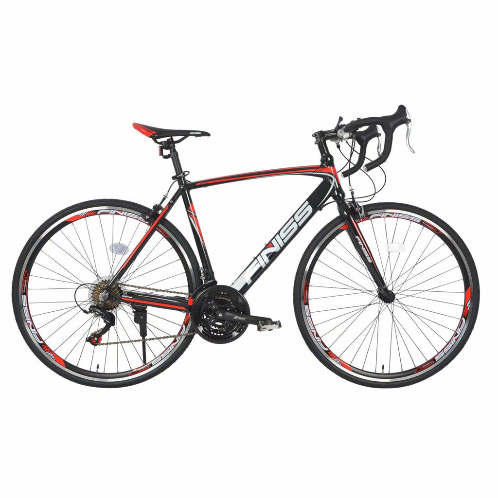 Piscis 700 C Wheels Road Bike, 21 Speed Drivetrain and Urban City Commuter Bicycle for Men and Women, Aluminum Alloy Frame, Disc Brake, Black and Red