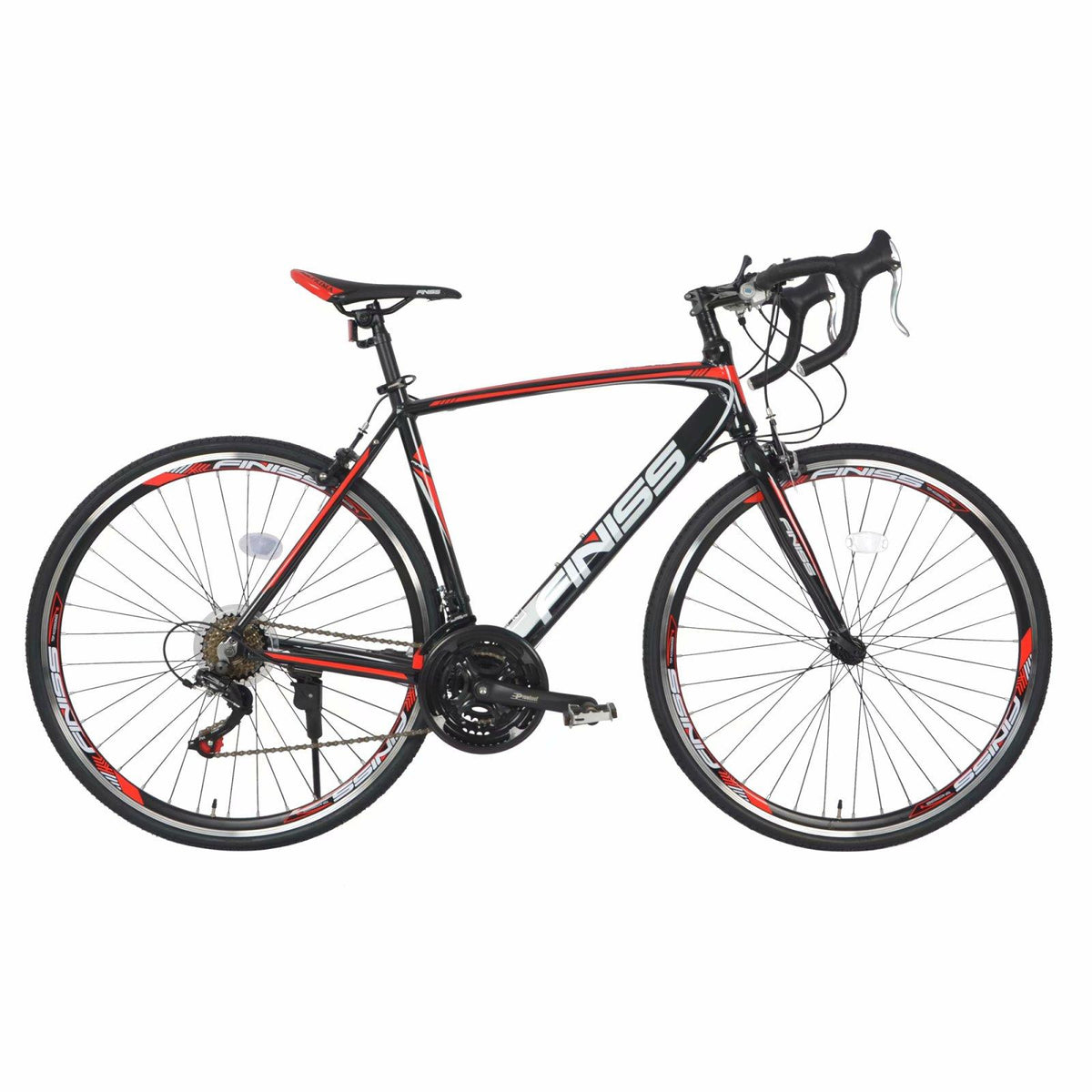 Piscis 700 C Wheels Road Bike, 21 Speed Drivetrain and Urban City Commuter Bicycle for Men and Women, Aluminum Alloy Frame, Disc Brake, Black and Red