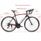 Piscis 700 C Wheels Road Bike, 21 Speed Drivetrain and Urban City Commuter Bicycle for Men and Women, Aluminum Alloy Frame, Disc Brake, Black and Red