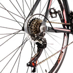 Piscis 700 C Wheels Road Bike, 21 Speed Drivetrain and Urban City Commuter Bicycle for Men and Women, Aluminum Alloy Frame, Disc Brake, Black and Red