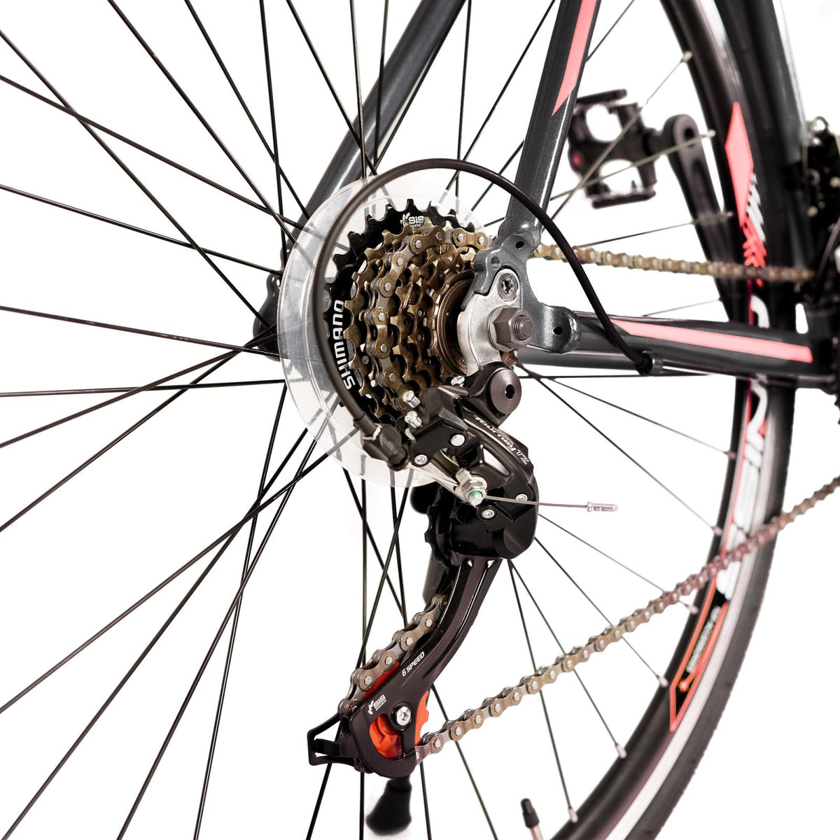 Piscis 700 C Wheels Road Bike, 21 Speed Drivetrain and Urban City Commuter Bicycle for Men and Women, Aluminum Alloy Frame, Disc Brake, Black and Red