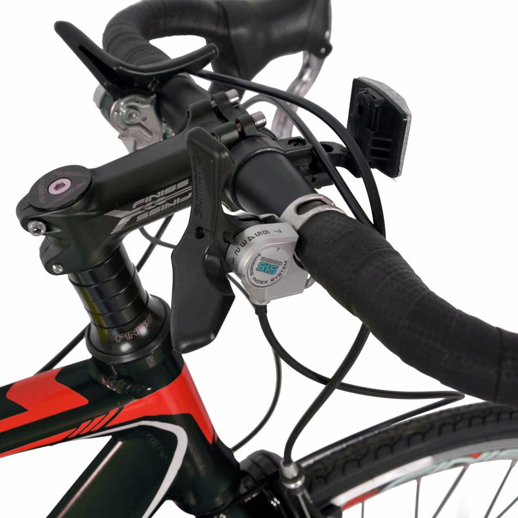 Piscis 700 C Wheels Road Bike, 21 Speed Drivetrain and Urban City Commuter Bicycle for Men and Women, Aluminum Alloy Frame, Disc Brake, Black and Red