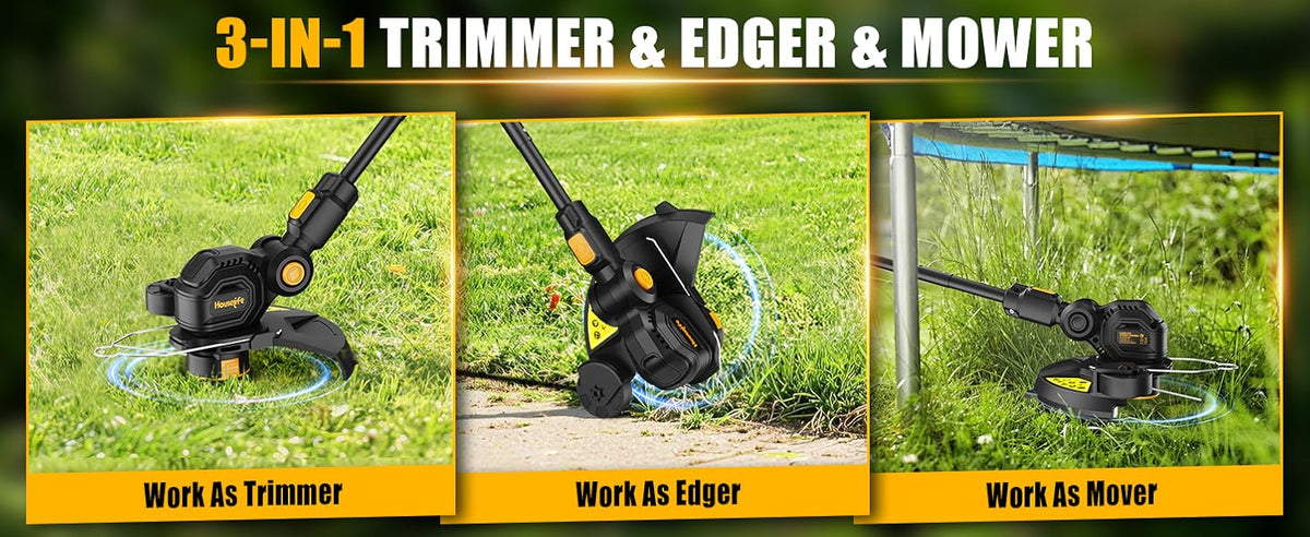 3 in 1 Cordless Weed Eater Compatible with DEWALT 20V MAX Battery,12-Inch String Trimmer Edger &amp; Mini Mower, 8500RPM Auto Feed Weed Wacker w/Adjustable Handle (Tool Only)
