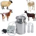 goat/ cow milking machine pump milker machine auto-stop device, pulsation vacuum pump milker, automatic portable livestock milking equipment with stainless steel food grade bucket for livestock farm
