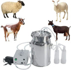 lqqsd milking machine for goats cows, pulsation vacuum pump milker, 14l durable electric cow milking machine vacuum pump stainless steel milker double head milking supplies w/stainless steel bucket
